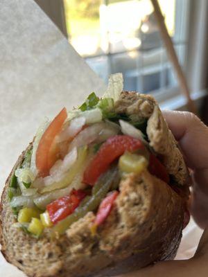 Veggie sandwich on multi-grain sub roll- medium