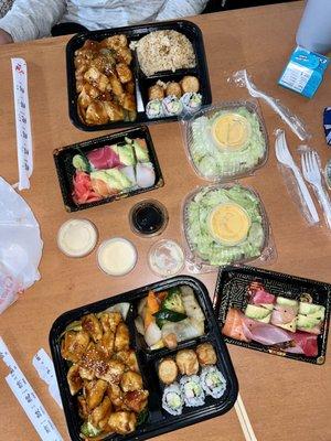 Chicken Teriyaki Chicken Bento with sushi