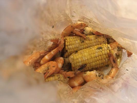 Shrimp lb. no spicy. Added corn