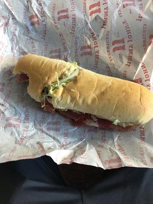 Worst jimmy johns I have ever seen , absolute garbage who serves this , management is awful not the first time .