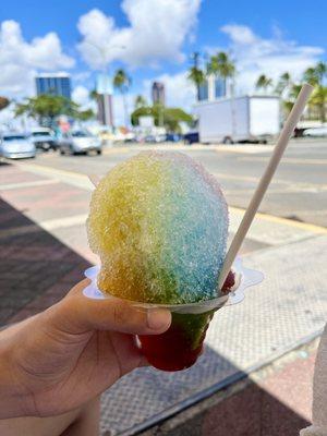 Rainbow Shaved Ice - most of it was just sipping on it. Container was hard to eat from