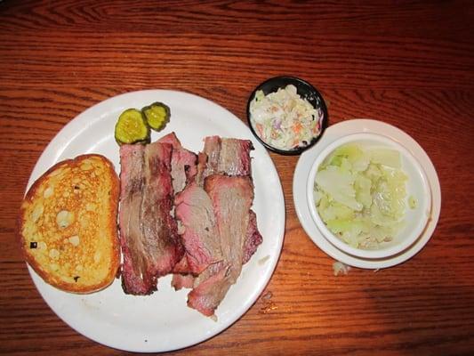 Brisket Platter. NOTE, not available on menu. Open brisket sandwich similar, but with smaller meat portion (about four slices)