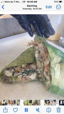 Spinach wrapped veggie burrito