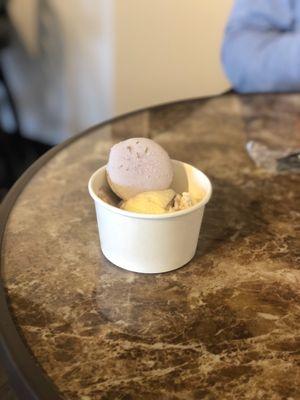 VanillaBean Lavender Gelato with Lavender and Lemon Macaroon