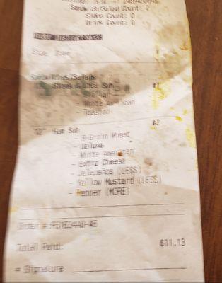 Nasty Receipt