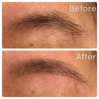 Brow shaping before and after.