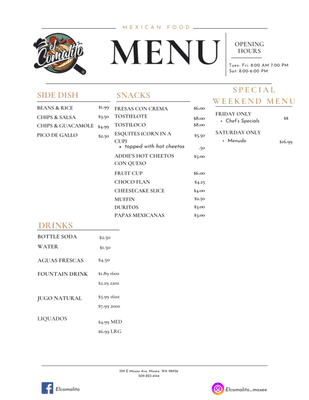 El Comalito Menu