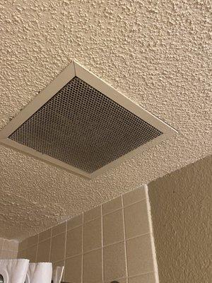 Filthy air vent in bathroom