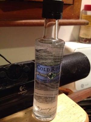 Small bottle of Cold River Blueberry Vodka