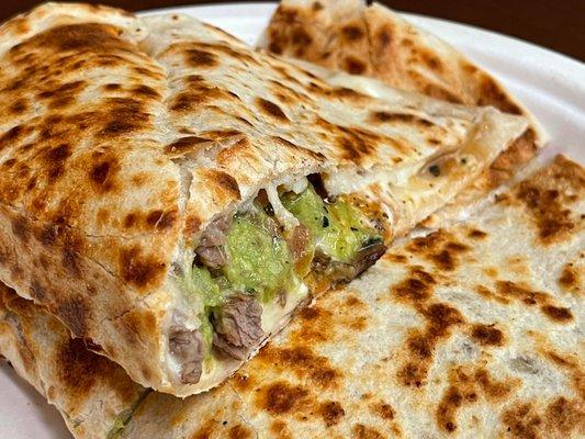 beef quesadilla with guac