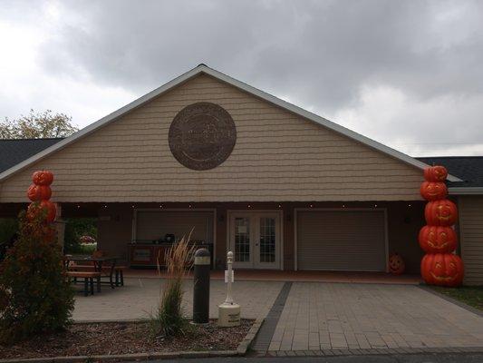 A winery building at Halloween!