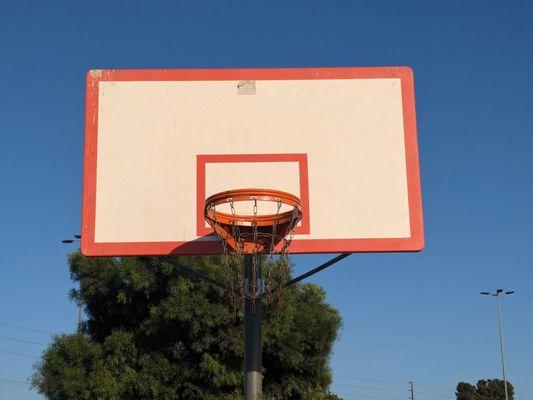 Basketball hoop with chains as the net