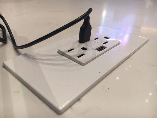 Outlets and USB ports at every table