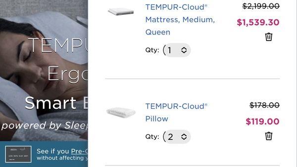 Saved by buying from tempur pedic direct!!