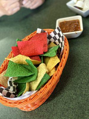 Tortilla chips and salsa roja while waiting for food! Definitely amazing!