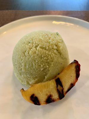 Peach and basil sorbet