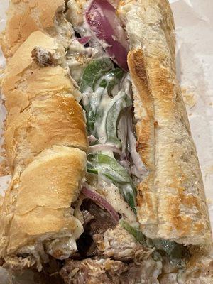 #1 The Philly
 Artisan Italian, Toasted, American Cheese, Green Peppers, Red Onions, Regular Mayonnaise,