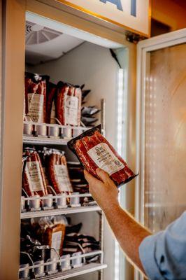 Our cooler is fully-stocked with locally-raised meats. We're proud to offer products that focus on regenerative and sustainable practices.