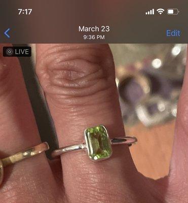 Chipped peridot gem