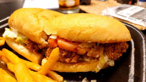 Alligator poboy with fries