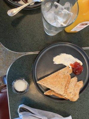 Toast with butter and jam smear!