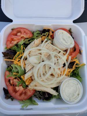 "grilled" chicken salad $11.75 (chicken seems boiled not grilled)