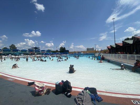 Wave pool- there's a line to enter due to COVID / capacity