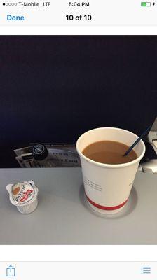 The coffee here at Sister Sister is the best!  But as you can see, the coffee at 30,000 feet in the sky leaves a lot to be desired...