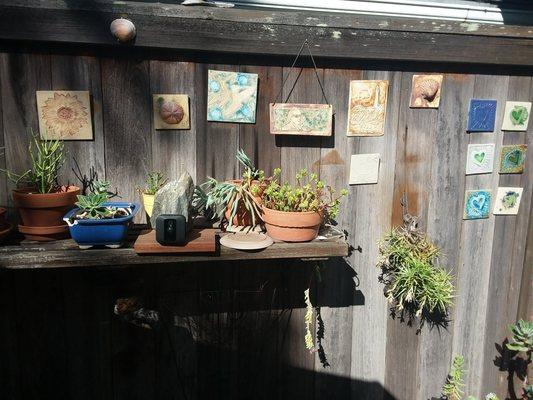 Matt's tiles on the deck wall.