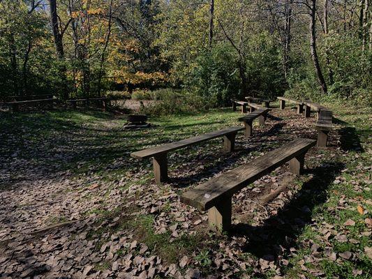 Fire pit and bleachers