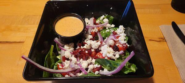 Side Spinach Salad with Chipotle Ranch Dressing