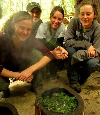 Making survival tea at Alderleaf Wilderness College