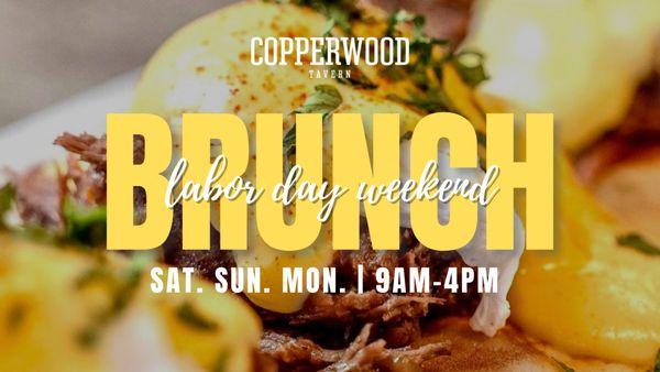 3 days of brunch for Labor Day weekend! Saturday, Sunday AND Monday. Brunch is 9am-4pm. Our dog-friendly patio is open, bring your pup!