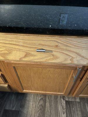 Broken kitchen cabinet never repaired upon move in 2021