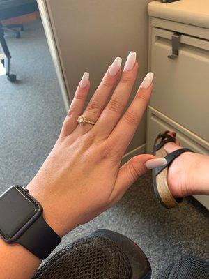 White Acrylic nails.