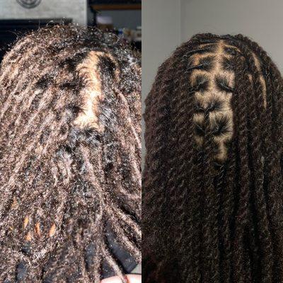 Loc retwist with 2 strand twist