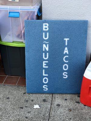 "Freshly made corn tortillas" tacos sign