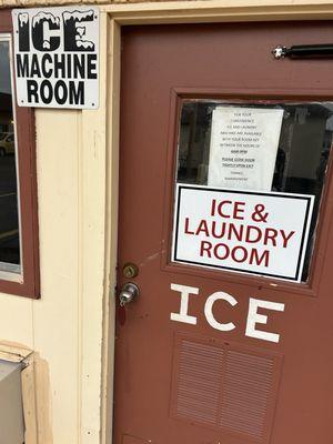 Exterior: entrance into laundry & ice machine (not currently working)