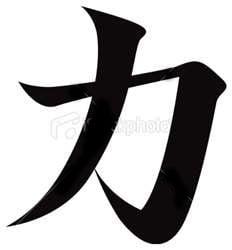 The Japanese kanji character for strength or power.