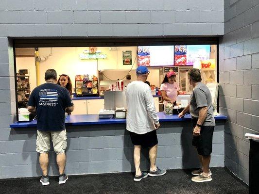 Inside concession stand