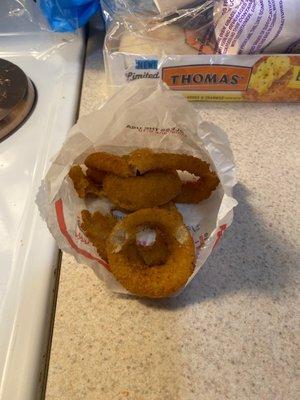 The order of onion rings from cookout in Hendersonville NC!