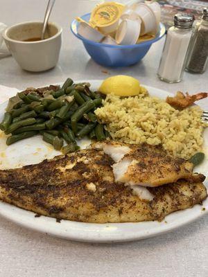 Blackened Catfish dinner