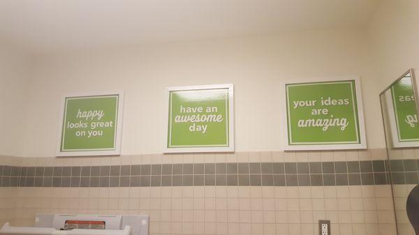 Their bathroom has a whole lot of positive affirmation.