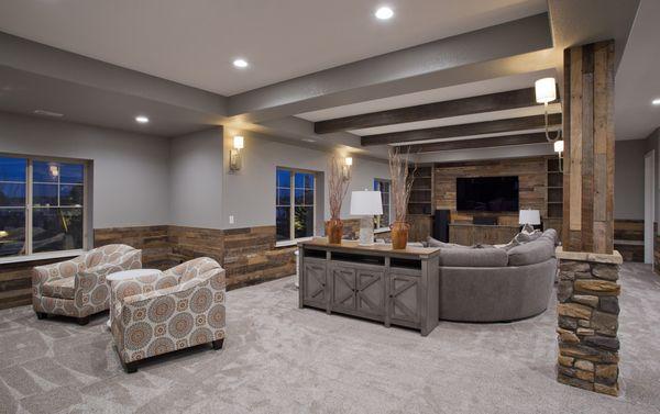 Carpet professionally installed in a Colorado basement by Simply Floors, Inc.