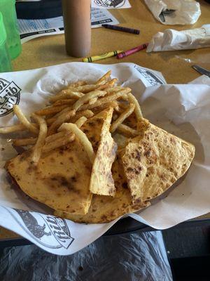 Chicken Quesadilla and Fries