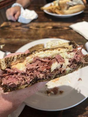 Housemade Corned Beef sandwich w Swiss and Coleslaw (was supposed to be sauerkraut but Im a coleslaw fan)