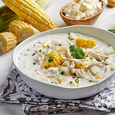 Chupe de Pollo:
Delicious Chicken, Potatoes, and Corn soup. With cream and cheese (served separately) to add for perfection