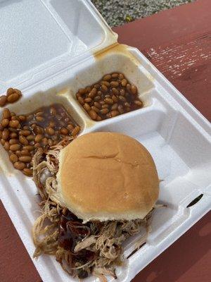 Brisket sandwich with beans