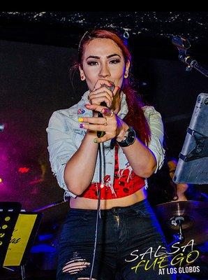 Gabby Tamaz Performing with Las Chikas at her Monthly Salsa/Bachata Event at Los Globos.