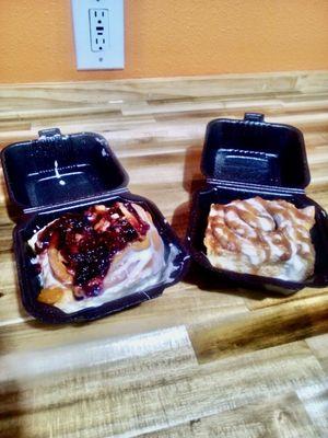 Blackberry Peach Stuffed Cinnamon Roll and Apple Butter Cinnamon Roll